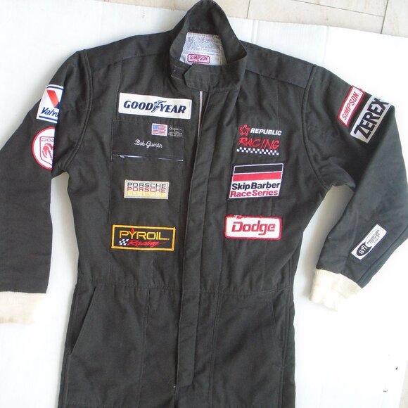 vintage Simpson Republic Racing Pit Crew Team Overalls Mens Size LS Black - Picture 5 of 12